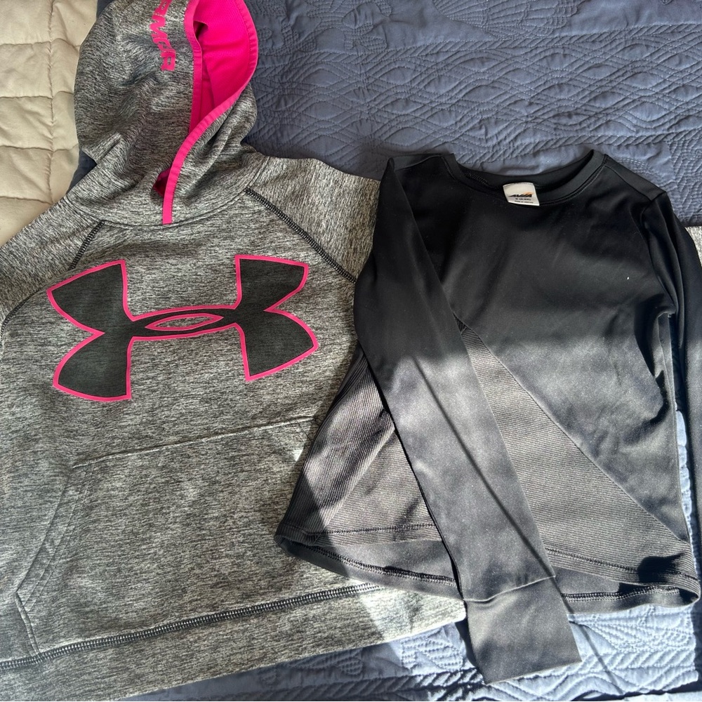 Under Armour Kids' Gray and Pink Hoodie